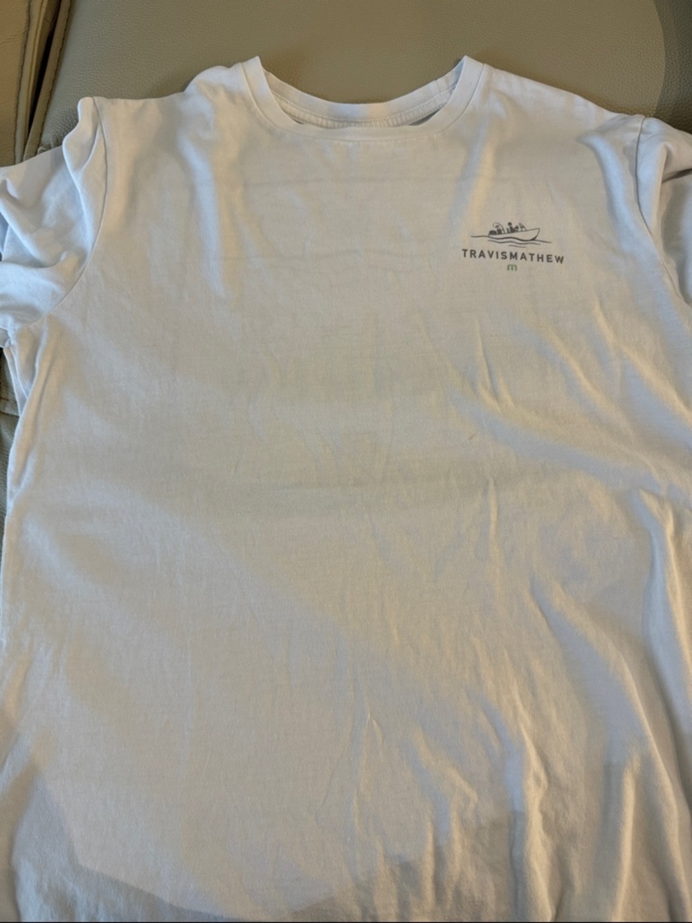 Travis Mathew White Short Sleeve Crew with Small Chest Logo